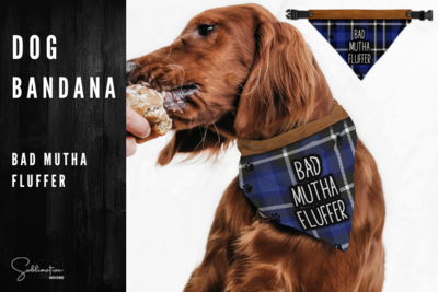 Dog Bandana - Bad Mutha Fluffer - Blue Plaid