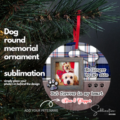 Dog Memorial Ornament - Blue Plaid