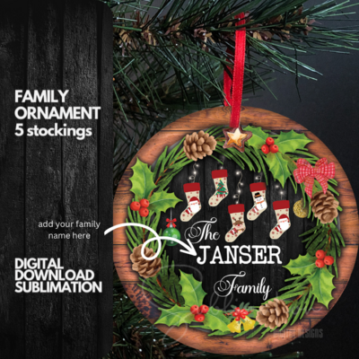Family Ornament 5 stockings