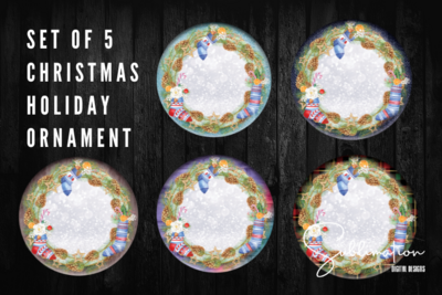 Holiday Ornament SET OF 5 -  SUBLIMATION