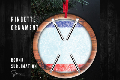 Ringette Ornament with Sticks -  SUBLIMATION