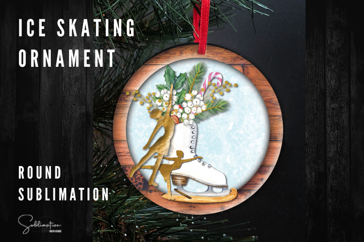 Ice skating Round Ornament -  SUBLIMATION