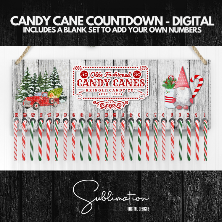Candy Cane Red Truck Gnome Countdown Calendar