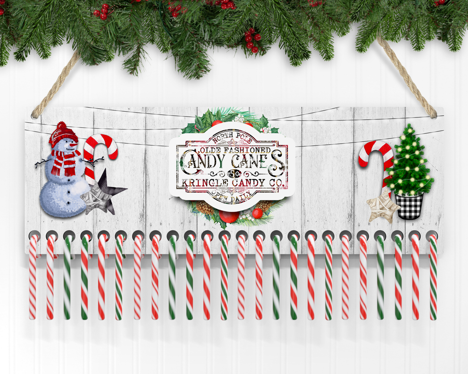 Candy Cane Farmhouse Countdown Calendar