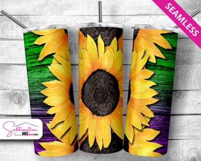 Sunflower 3 Stacked Tumbler Wrap - Green Purple