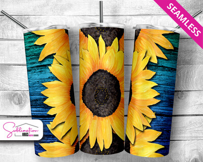Sunflower 3 Stacked Tumbler Wrap - Teal
