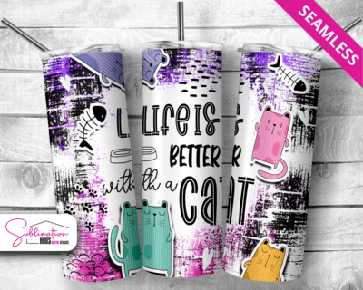 Life is better with a Cat 20oz tumbler