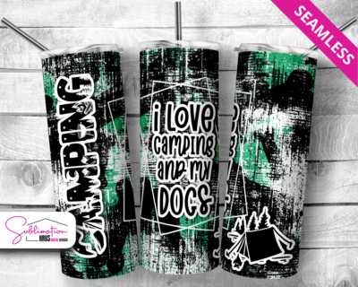 I love camping and my dogs - 20oz tumbler - Green