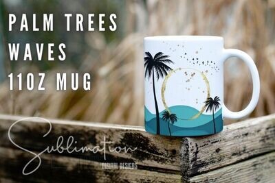 Palm Trees Gold Ocean- 15oz mug