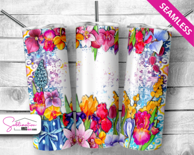 Bright Floral with orchids  20oz Tumbler Design -