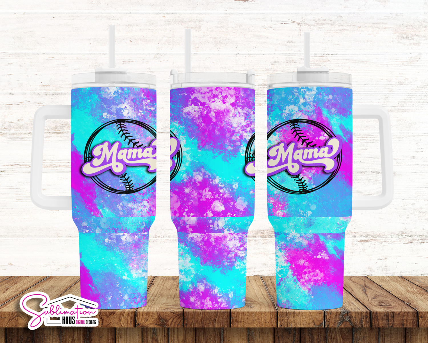 Baseball Mama 40oz Tumbler Design