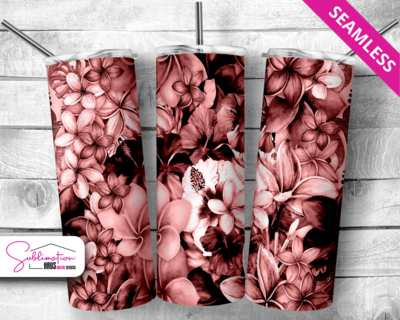 Plumeria + Hibiscus-Rose Tint - 20oz Tumbler Design