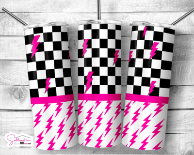 Pink Checkered Bolts - 20oz