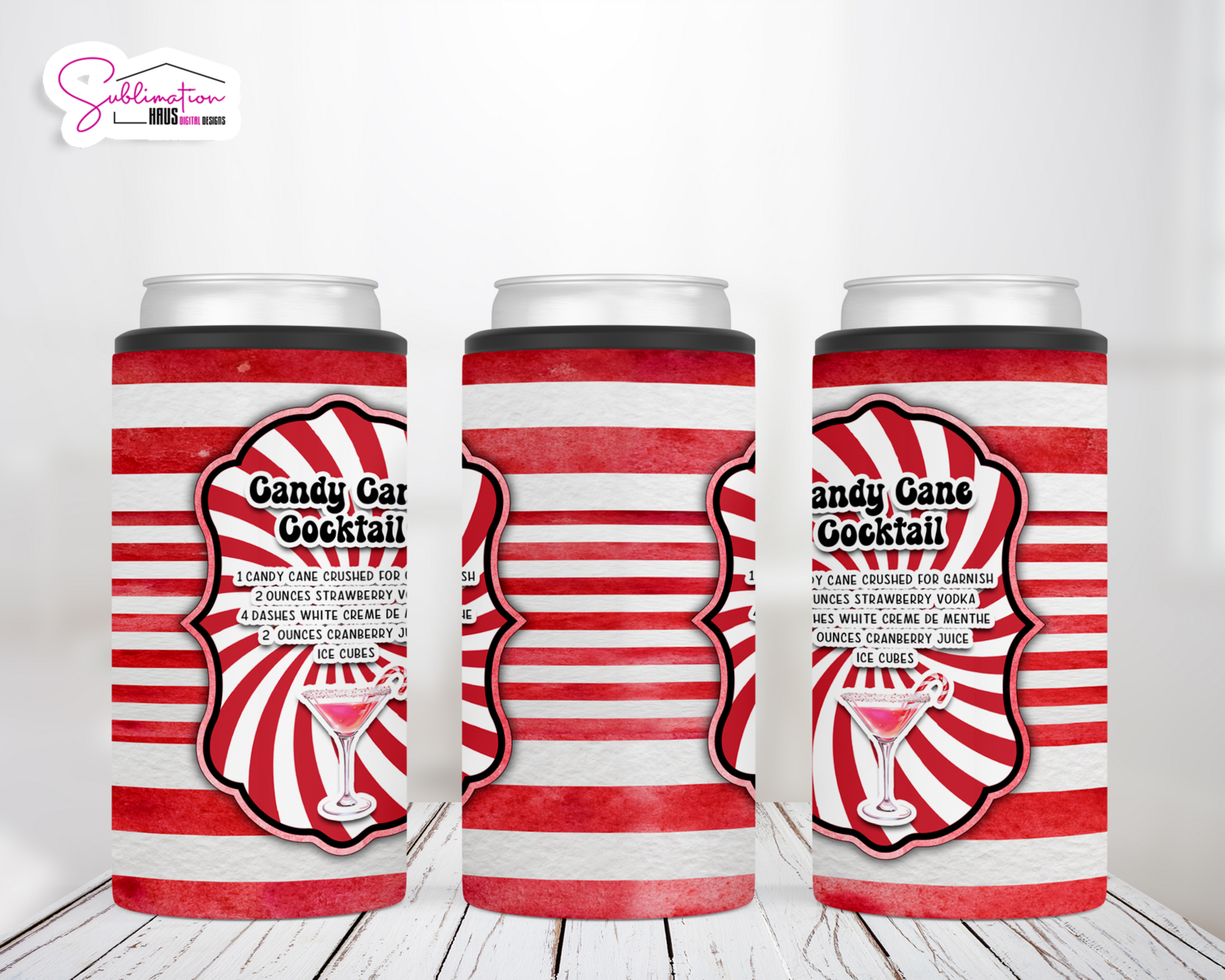 Candy Cane Cocktail Drink - 4in1 Can Cooler