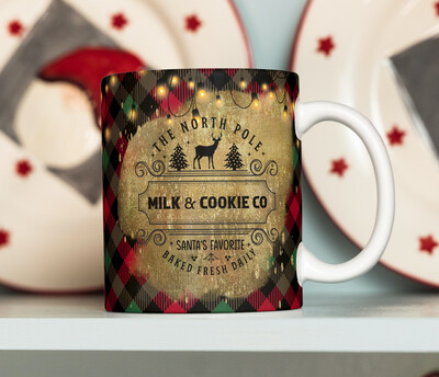 Milk and Cookies Lights Plaid - 15oz mug