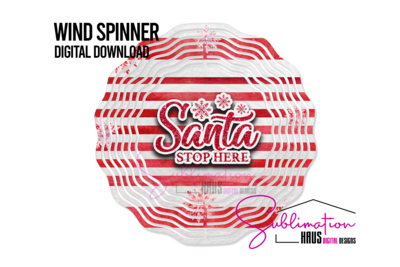 Wind Spinner Santa Stop Here - Stripes