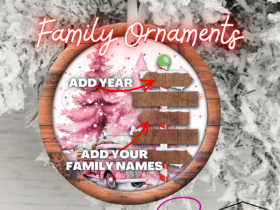 North Pole Add Names - Round Ornament - 5 Signs Pink