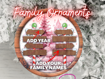 North Pole Add Names - Round Ornament - 8 signs Pink