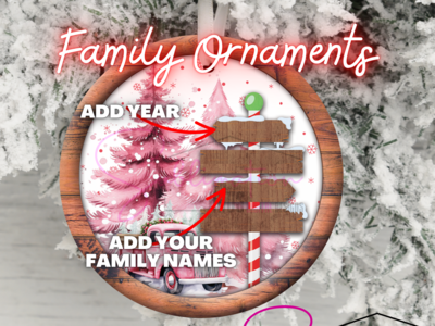 North Pole Add Names - Round Ornament - 4 Signs Pink
