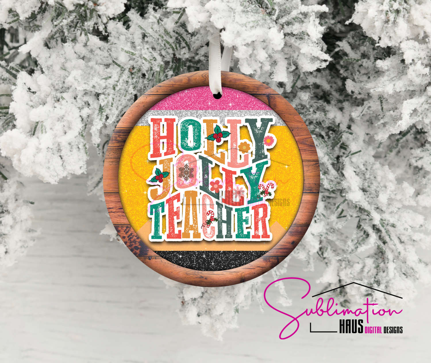 Teacher Ornament Holly Jolly Teacher