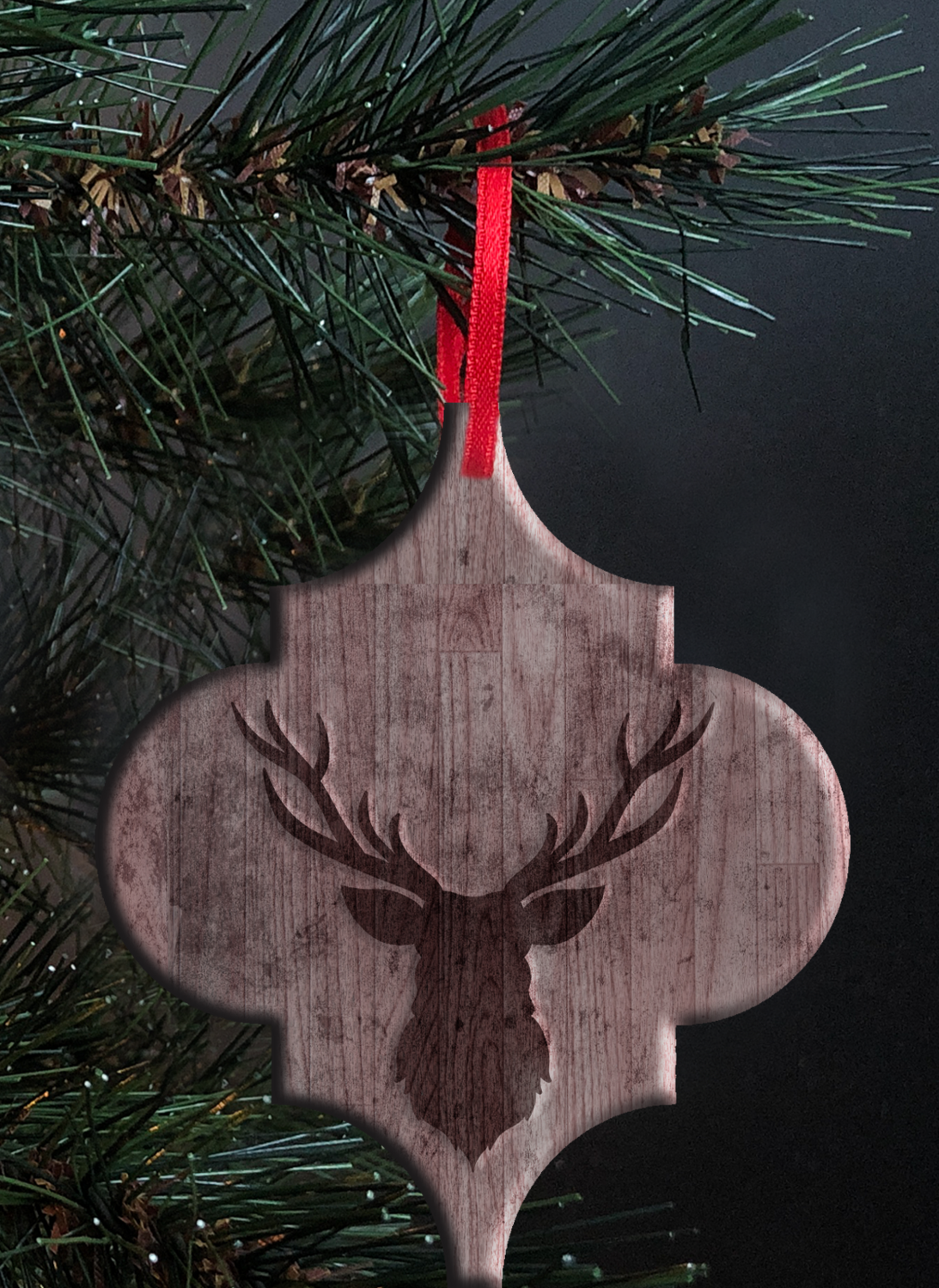 Arabesque Wood Deer Ornament