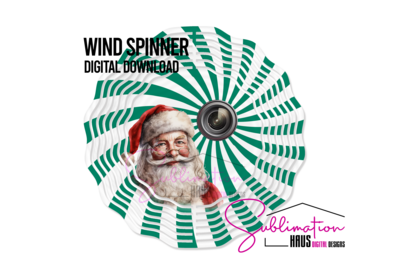 Wind Spinner Santa Cam Green