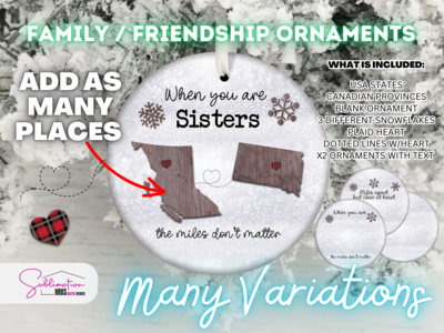 Family / Friendship USA & Canadian Ornament Set