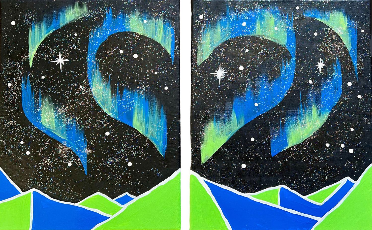 NORTHERN LIGHTS HEART PAINTING KIT (for 2 )