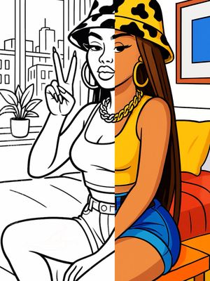 CITY GIRL PRE-DRAWN CANVAS