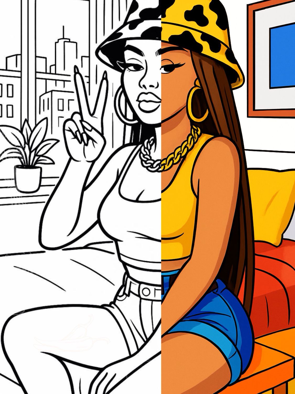 CITY GIRL PRE-DRAWN CANVAS