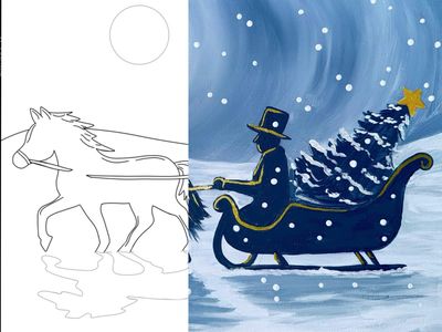CHRISTMAS EVE SLEIGH RIDE PRE-DRAWN CANVAS