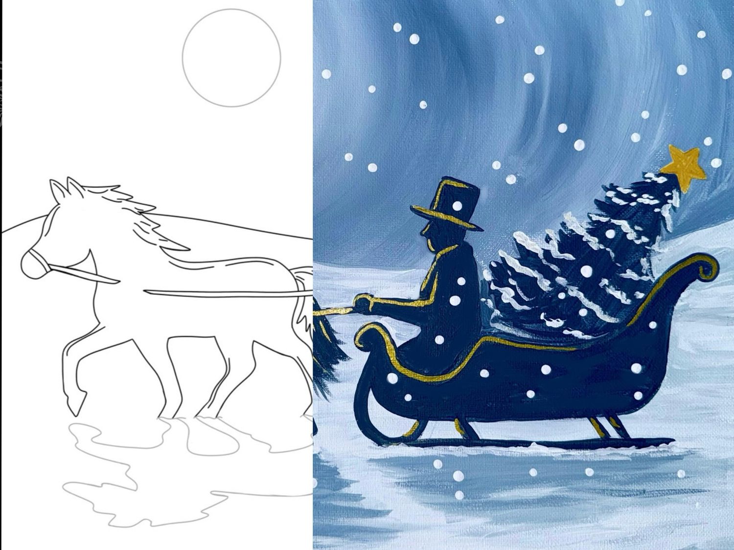 CHRISTMAS EVE SLEIGH RIDE PRE-DRAWN CANVAS