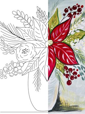 TIMELESS POINSETTIA PRE-DRAWN CANVAS 