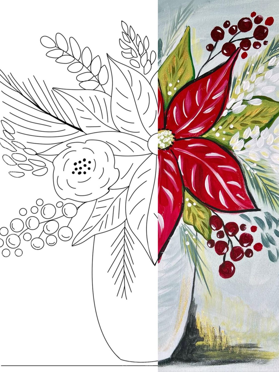 TIMELESS POINSETTIA PRE-DRAWN CANVAS 