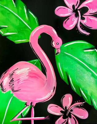 FUNKY FLAMINGO PRE-DRAWN CANVAS