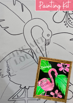 FUNKY FLAMINGO PRE-DRAWN CANVAS