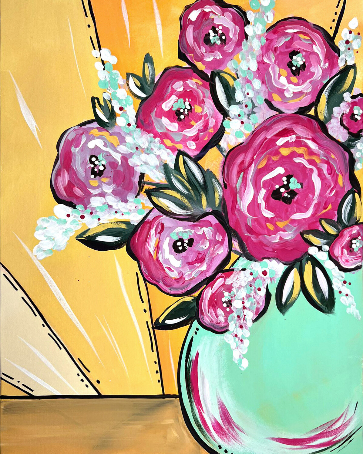FLOWER FUN PRE-DRAWN CANVAS