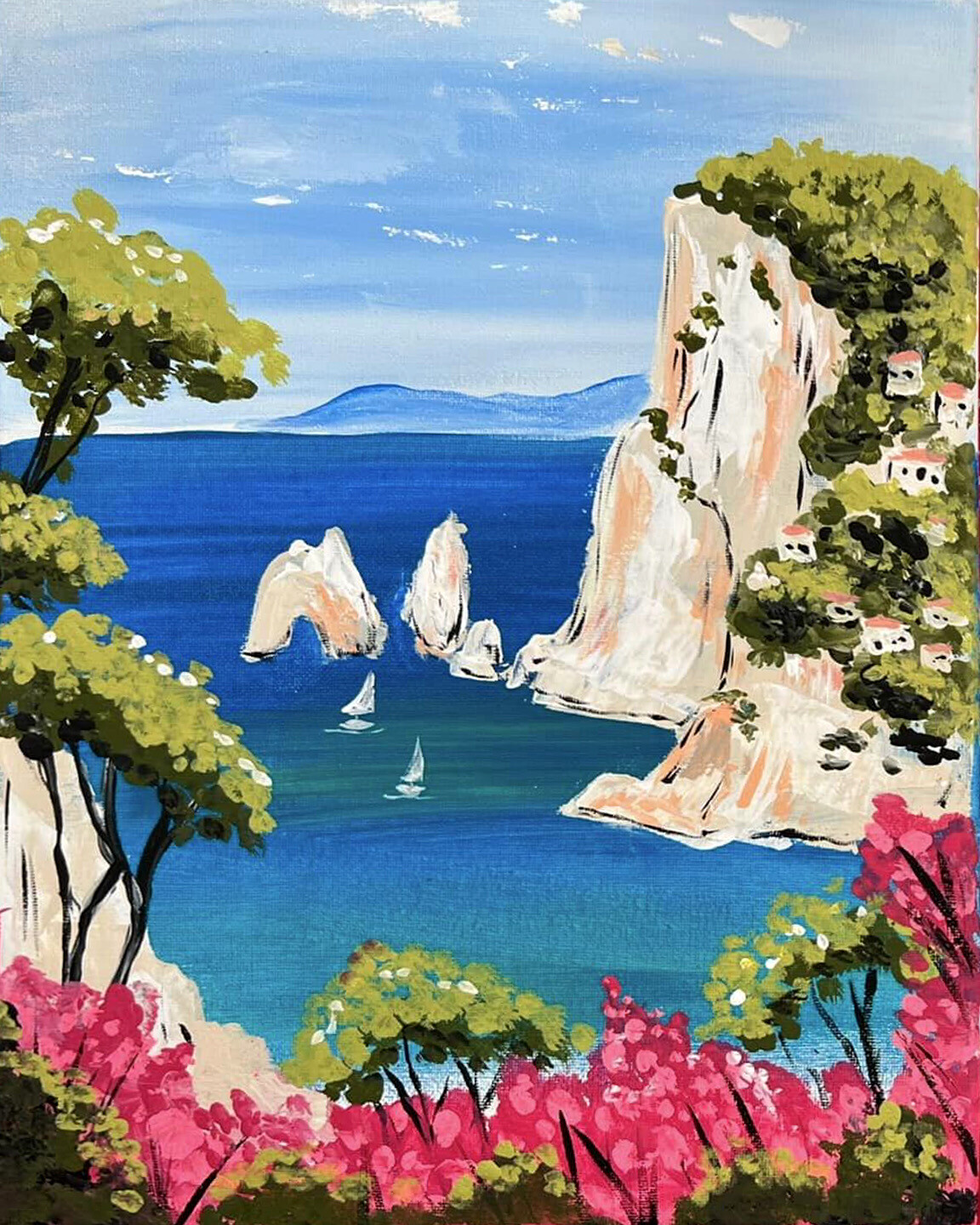 MEET ME IN CAPRI PRE-DRAWN CANVAS