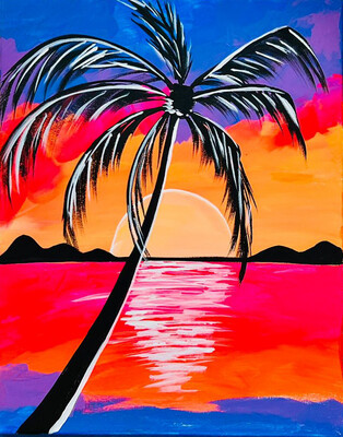 SUNSET PALM PRE-DRAWN CANVAS