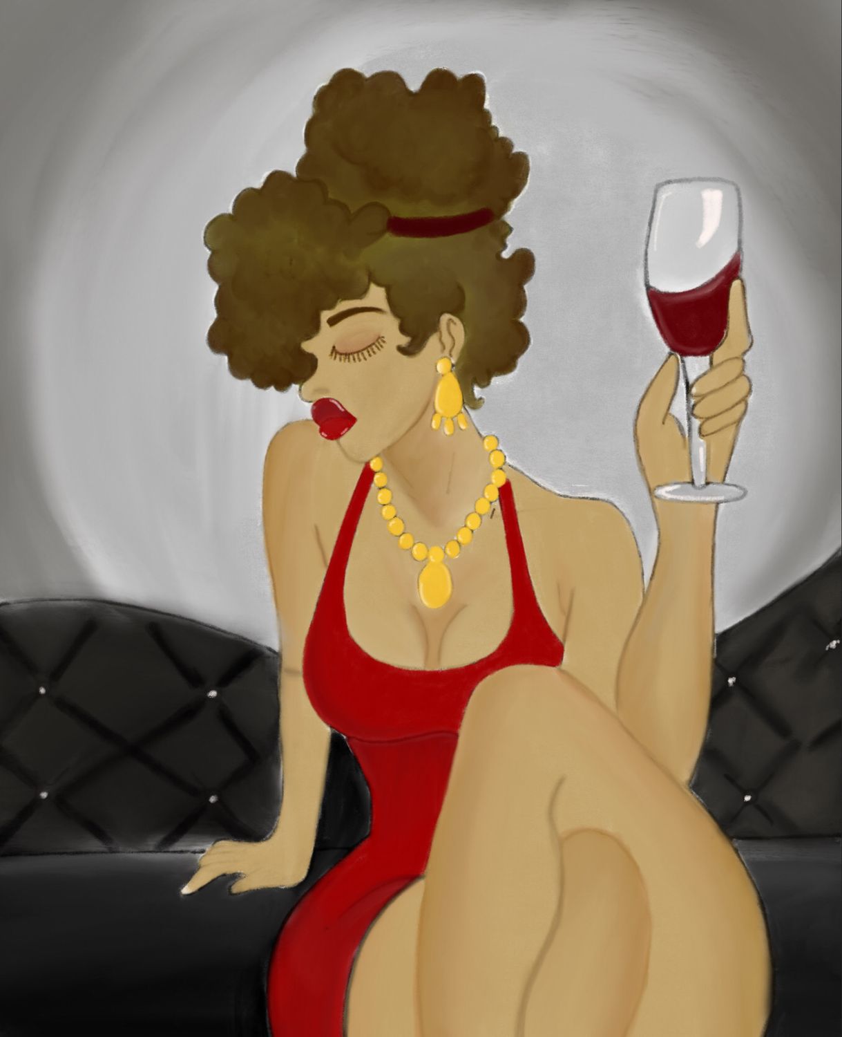BABE ON COUCH PRE-DRAWN CANVAS