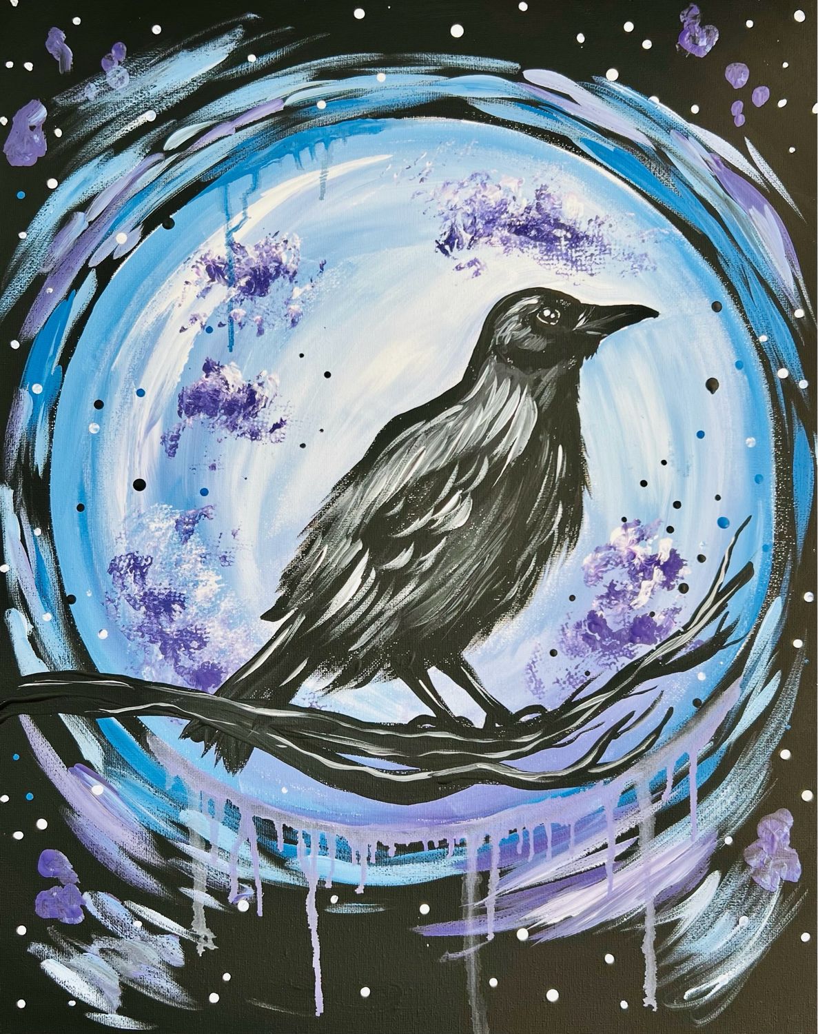 TWILIGHT RAVEN PRE-DRAWN CANVAS