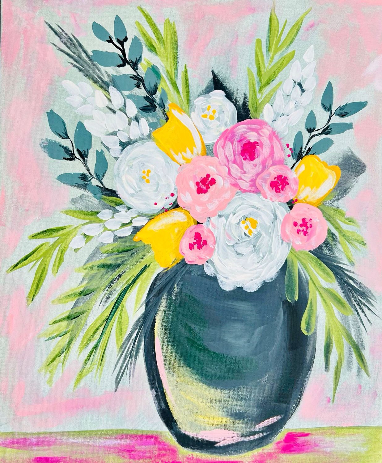 SPRING FLORALS PRE-DRAWN CANVAS