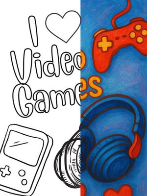 I LOVE VIDEO GAMES PRE-DRAWN CANVAS