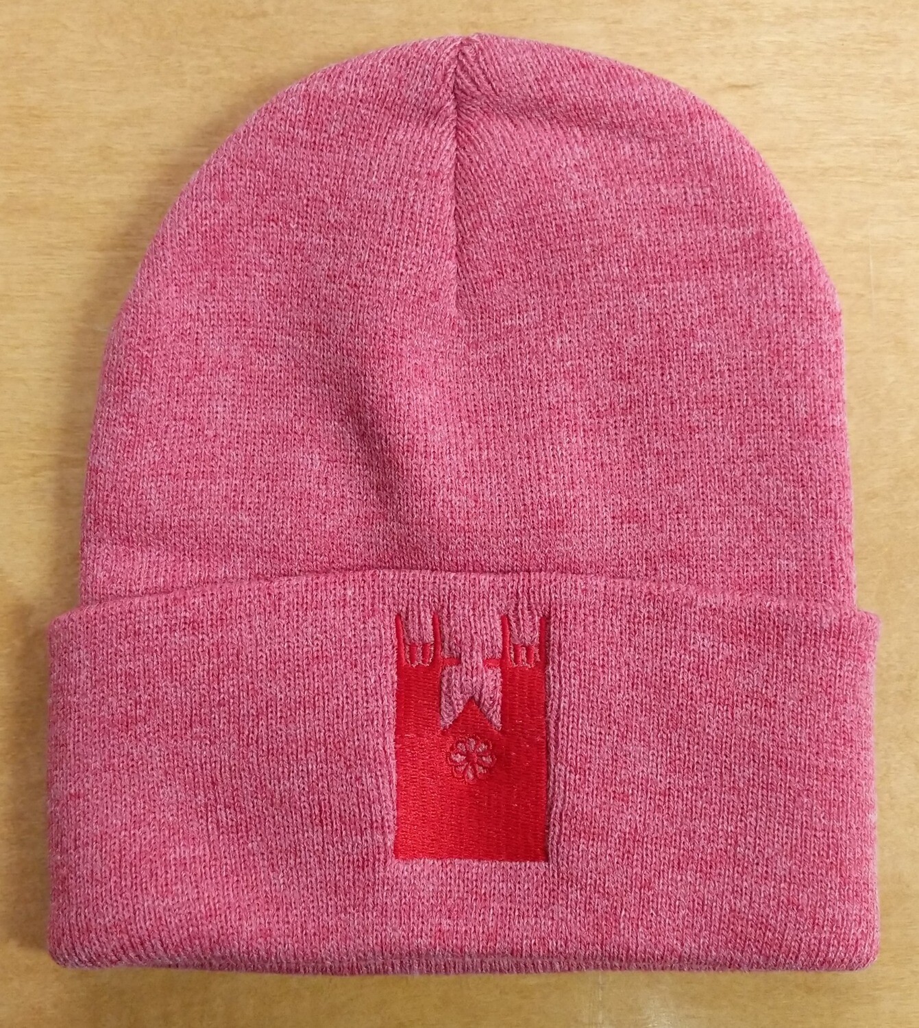 Guelph Esteem toque - Pink with red church Guelph Esteem toque - Pink with red church