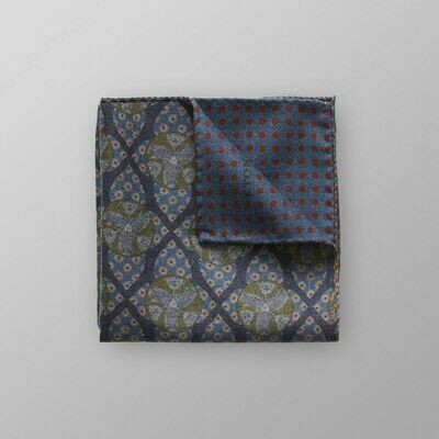 Eton Blue Geometric & Dotted Pocket Square Eton Blue Geometric & Dotted Pocket Square