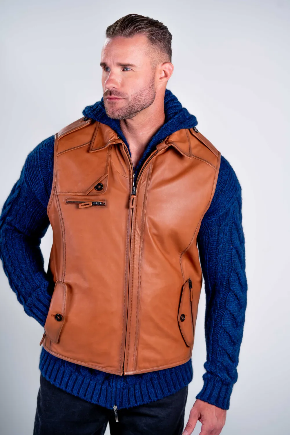 Robert Comstock- Woodsman Leather Vest