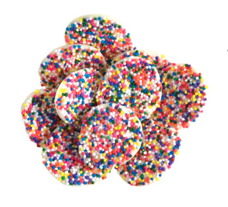 White Chocolate Nonpareils with Rainbow Seeds