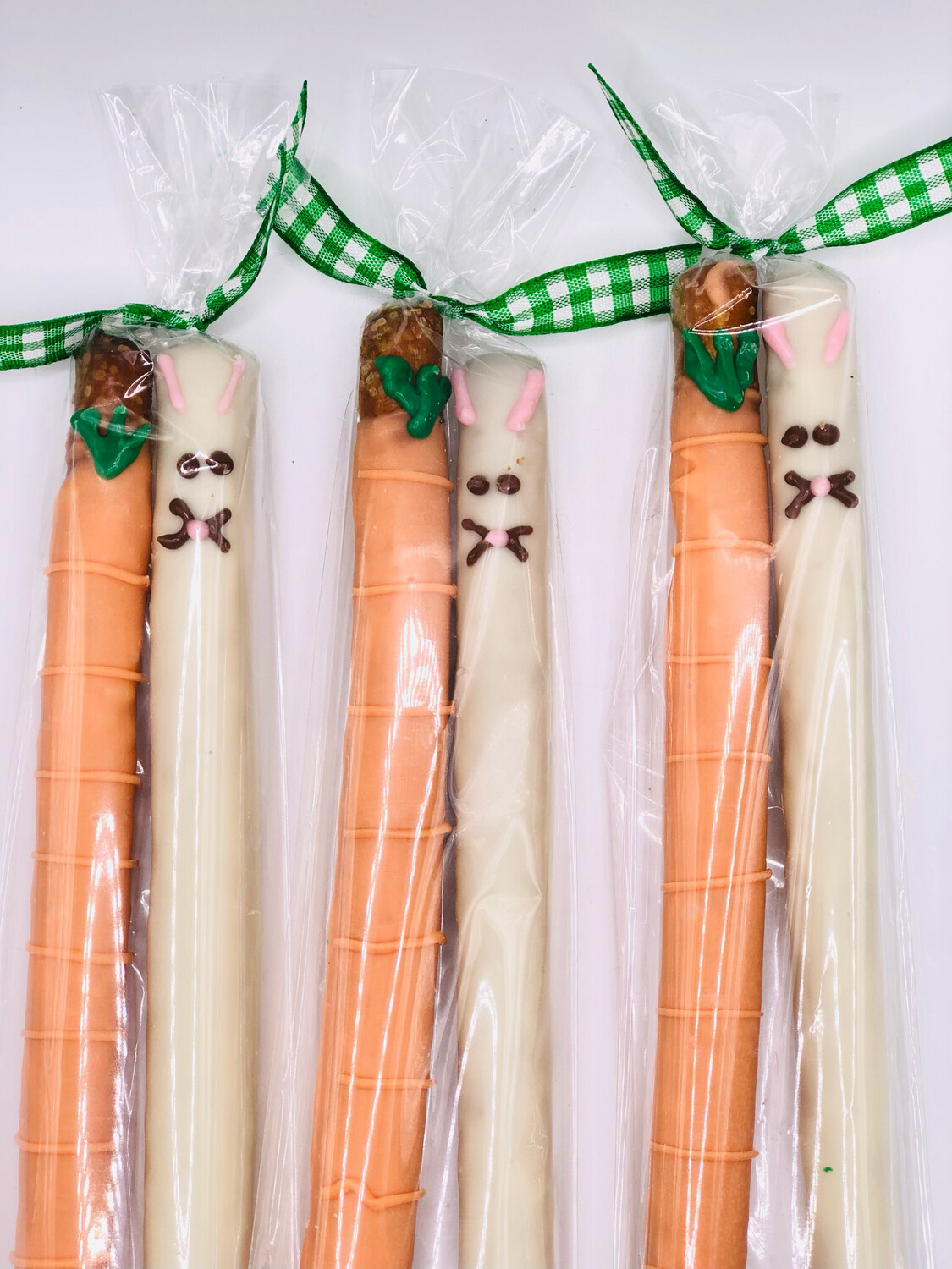 Easter Bunny & Carrot Chocolate Dipped Pretzel Rod Set (3)