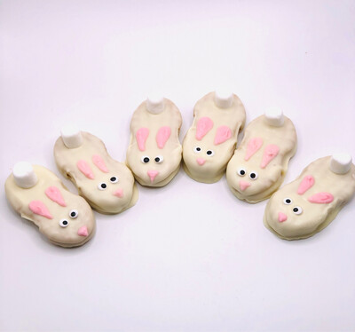 Bunny Cookies (Set of 6) White Chocolate Dipped Nutter Butter Bunnies