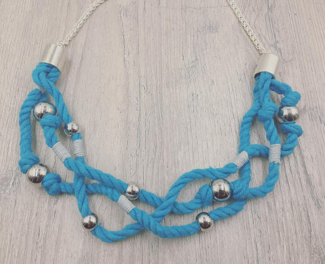 Light Blue Three Strand Rope Necklace